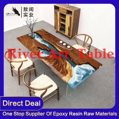 میز ناهار خوری رزین اپوکسی Edge River مبلمان خانه هنر واقعی چوب زنده
