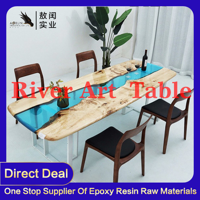 میز ناهار خوری رزین اپوکسی Edge River مبلمان خانه هنر واقعی چوب زنده